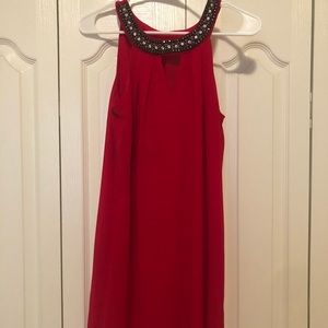 BCX Red Jeweled Collar Dress